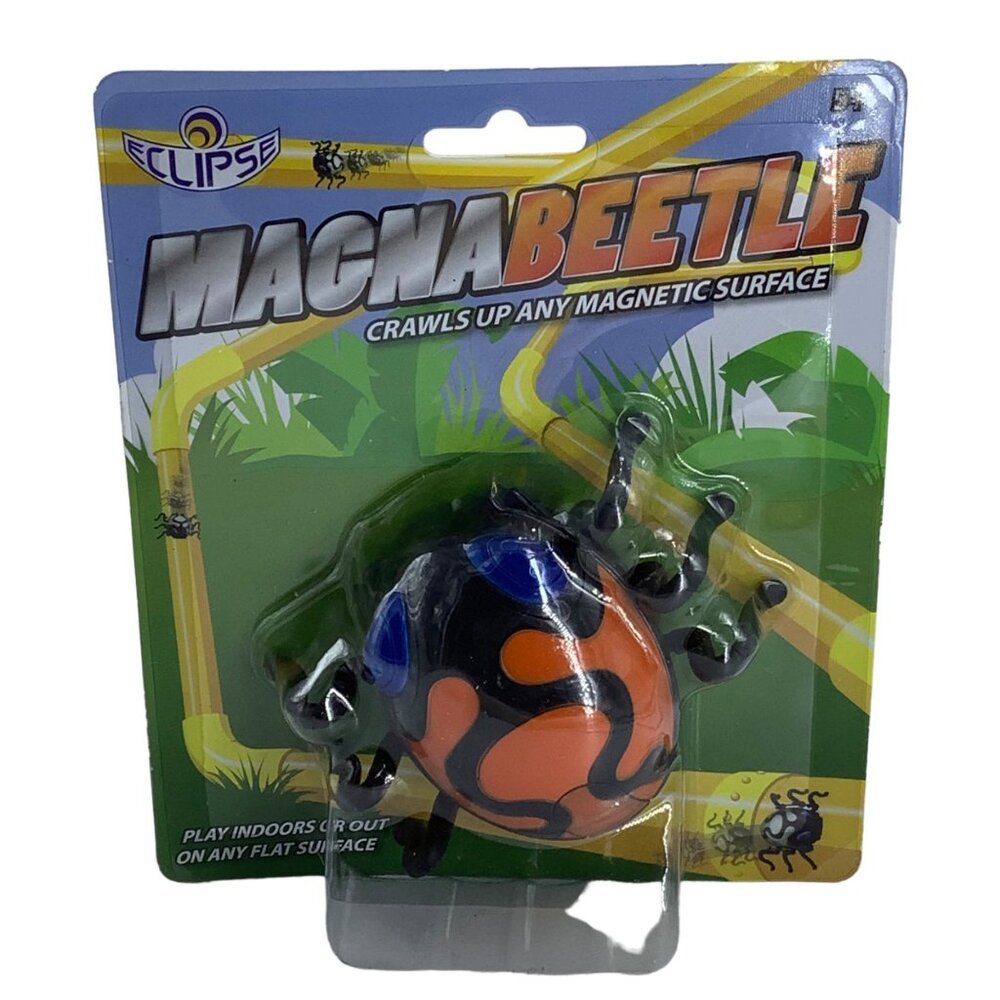 Eclipse Toys Magna Motion Electronic Beetle Toy Crawls Magnetic Black Orange NEW